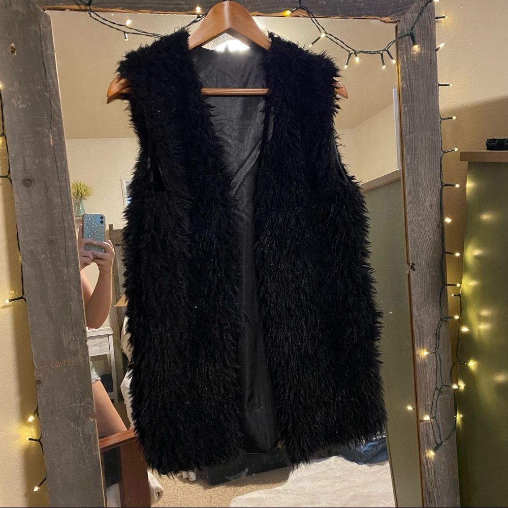 Black Faux Fur Vest